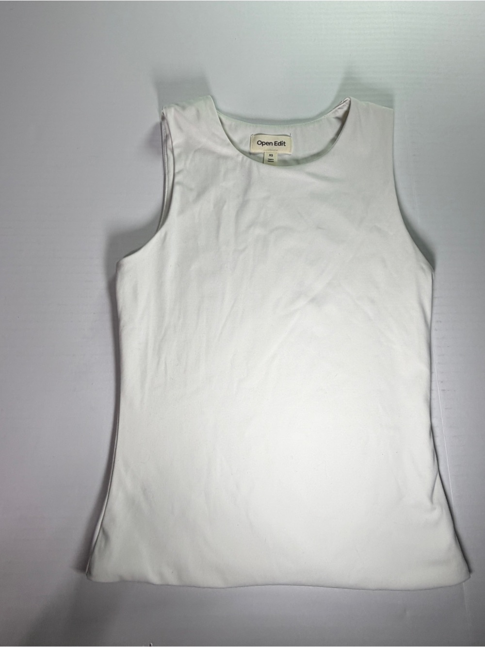 Open Edit Sleeveless Blouse XS Ivory White Tank Top Minimalist